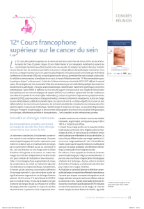 L 12 Cours francophone supérieur sur le cancer du sein