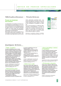 Métabolisme - Nutrition É
