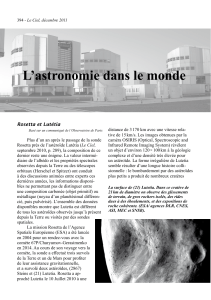 L’astronomie dans le monde Rosetta et Lutétia