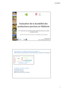 Evaluation de la durabilité des productions porcines en Wallonie 3/12/2012
