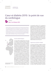 Cœur et diabète 2010 : le point de vue du cardiologue CONGRÈS RÉUNION