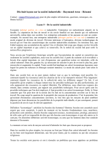 Dix-huit leçons sur la société industrielle – Raymond Aron –... Leçon 5 – De la société industrielle