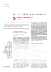 Les actualités du 6 Otoforum e CONGRÈS