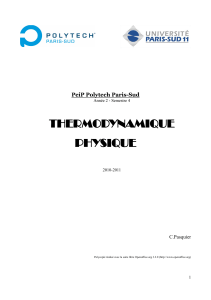 THERMODYNAMIQUE PHYSIQUE PeiP Polytech Paris-Sud C.Pasquier