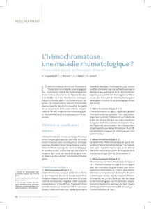 L’ L’hémochromatose : une maladie rhumatologique ? MISE AU POINT