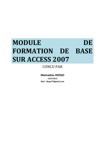 MODULE DE FORMATION  DE  BASE SUR ACCESS 2007