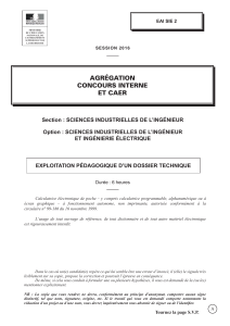 Agregation intern SII génie électrique exploitation pédagogique d un dossier technique