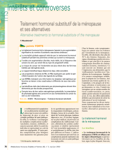 Intérêts et controverses THS Traitement hormonal substitutif de la ménopause et ses alternatives
