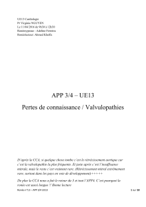 UE13 Cardiologie Pr Virginia NGUYEN Le 11/04/2016 de 9h30 à 12h30