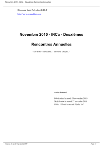 Novembre 2010 - INCa - Deuxièmes Rencontres Annuelles xavier barbaud
