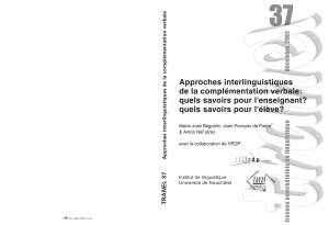 TRANEL 37 Approches interlinguistiques de la complémentation verbale