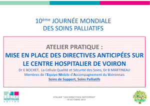 10 JOURNÉE MONDIALE DES SOINS PALLIATIFS ATELIER PRATIQUE :