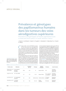 Prévalence et génotypes des papillomavirus humains dans les tumeurs des voies aérodigestives supérieures