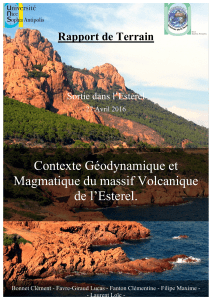 Contexte Géodynamique et Magmatique du massif Volcanique de l’Esterel. Rapport de Terrain