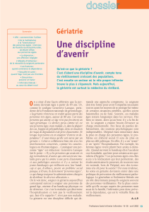 Une discipline Gériatrie