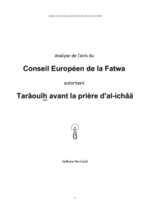 conseil europeen de la fatwa sur tar oueh avant al ichaa