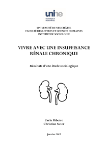 VIVRE AVEC UNE INSUFFISANCE RÉNALE CHRONIQUE  Résultats d’une étude sociologique