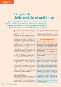 Unité mobile et unité fixe Soins palliatifs Gériatrie