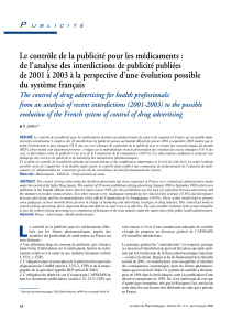 Le contrôle de la publicité pour les médicaments :