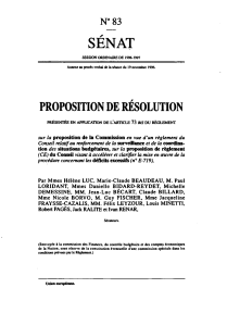 SÉNAT PROPOSITION DE RÉSOLUTION N°83