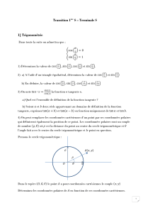 Transition 1 S – Terminale S  1] Trigonométrie