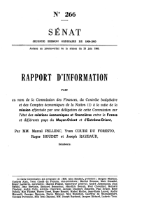 RAPPORT D'INFORMATION SENAT N° 266