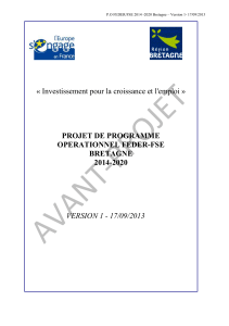 « Investissement pour la croissance et l'emploi » PROJET DE PROGRAMME