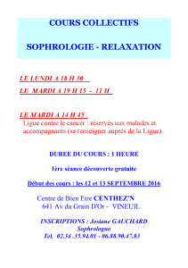 COURS COLLECTIFS SOPHROLOGIE - RELAXATION