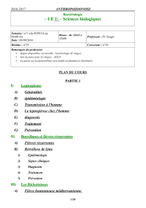 – UE   1: – Sciences biologiques 2016-2017  ANTHROPOZOONOSE