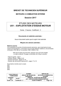 ÉTUDE DES MOTEURS – EXPLOITATION D’ESSAIS MOTEUR U51