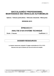 BACCALAURÉAT PROFESSIONNEL MAINTENANCE DES VÉHICULES AUTOMOBILES ÉPREUVE E11