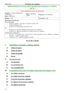 – UE 5: – 2016-2017  Evolution des végétaux