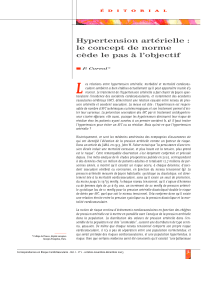 L Hypertension artérielle : le concept de norme cède le pas à l’objectif