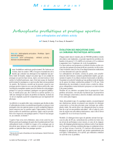 Arthroplastie prothétique et pratique sportive M Joint arthroplasties and athletic activity