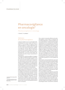 Pharmacovigilance en oncologie 1 PhARmACOLOGIE