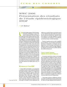 L’ WWC 2006  Présentation des résultats  de l’étude épidémiologique 