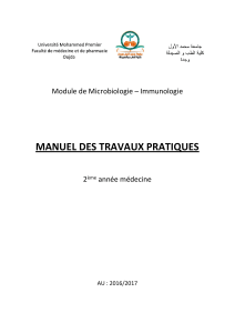 MANUEL DES TRAVAUX PRATIQUES  Module de Microbiologie – Immunologie 2