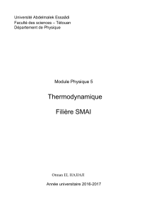 Thermodynamique  Filière SMAI Module Physique 5