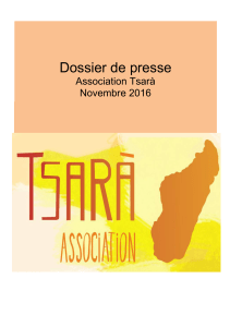 Dossier de presse Association Tsarà Novembre 2016 Tiana