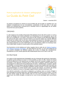 Le Guide du Petit Oeil  Notice explicative du classeur pédagogique