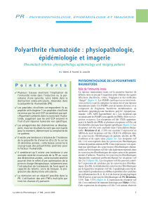 Polyarthrite rhumatoïde : physiopathologie, épidémiologie et imagerie PR