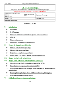 – UE II C  : Toxicologie –