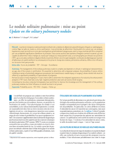 Le nodule solitaire pulmonaire : mise au point M