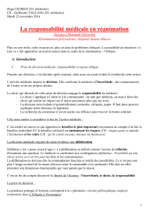 La responsabilité médicale en réanimation Jacques Durand-Gasselin Réanimation polyvalente, Hôpital Sainte-Musse