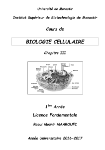 BIOLOGIE CELLULAIRE Cours de  Licence Fondamentale