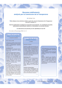 Nouveaux médicaments analysés par la Commission de la Transparence C