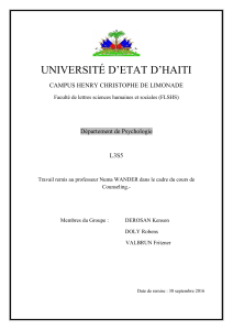 UNIVERSITÉ D’ETAT D’HAITI CAMPUS HENRY CHRISTOPHE DE LIMONADE Département de Psychologie