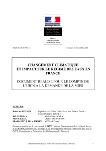 CHANGEMENT CLIMATIQUE ET IMPACT SUR LE REGIME DES EAUX EN FRANCE