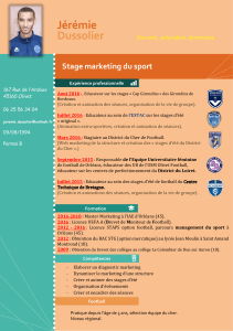 Jérémie  Dussolier Stage marketing du sport