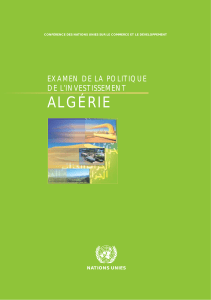 ALGÉRIE EXAMEN DE LA POLITIQUE DE L’INVESTISSEMENT NATIONS UNIES